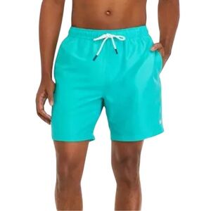 Crown & Ivy Turquoise Swim Trunks 7” inseam Quick-Drying Elastic Waist